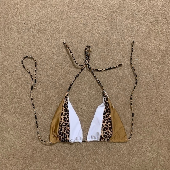 Color block white and leopard bikini top and bottom Size Large - Picture 2 of 12